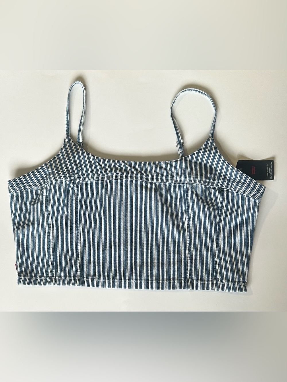 ⚡️2 for $60 NWT Levi’s Jadine Denim Cami Blue & White Striped Cropped Top